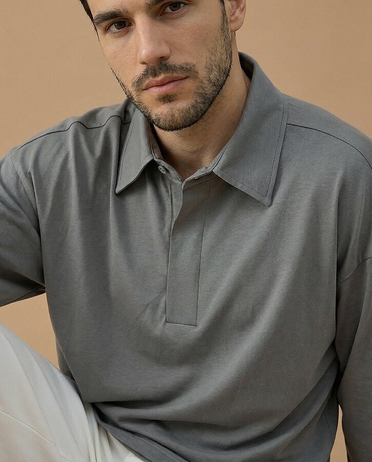 Erkek Süprem Polo Yaka Tshirt Gri - Aybikestil (1)