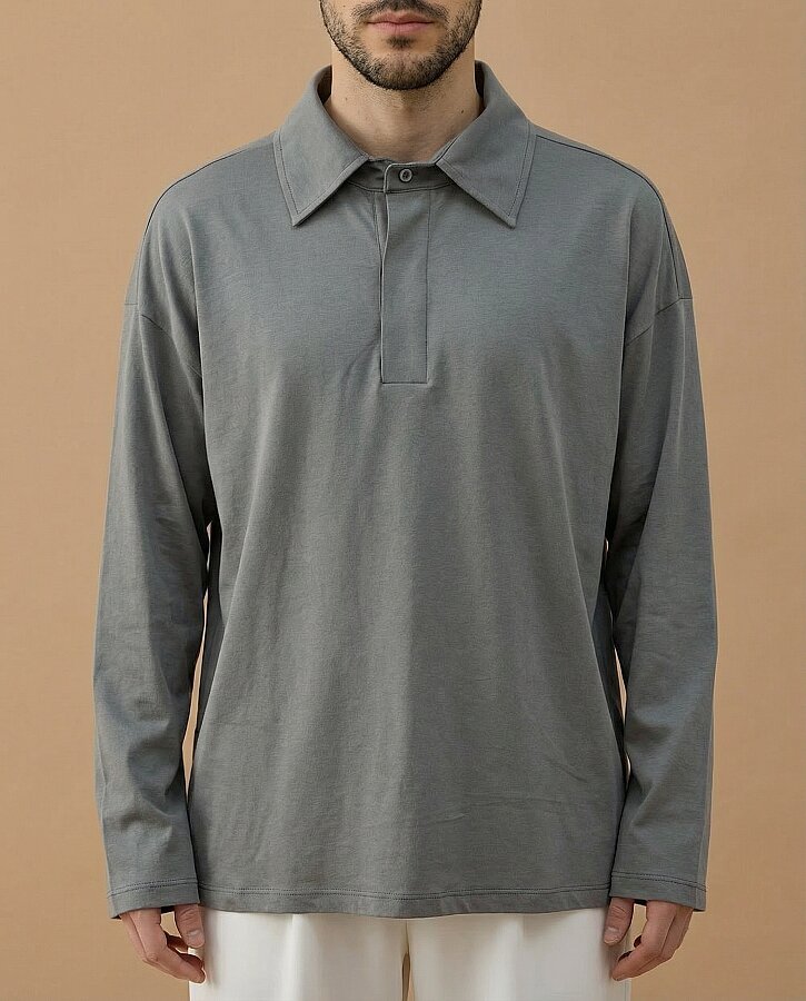 Erkek Süprem Polo Yaka Tshirt Gri - Aybikestil (1)