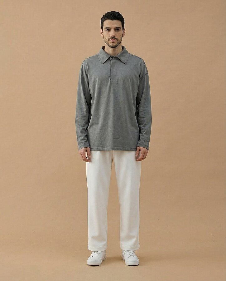 Erkek Süprem Polo Yaka Tshirt Gri - Aybikestil