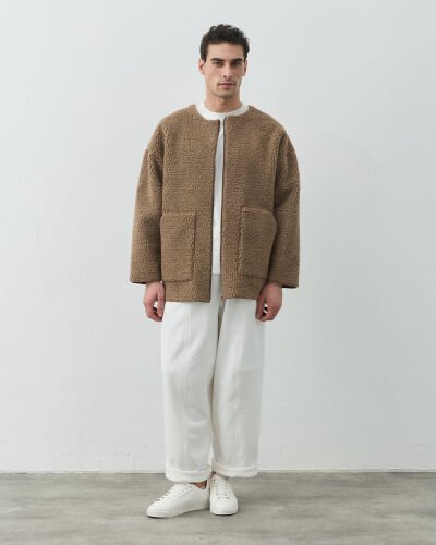 Erkek Teddy Fermuarlı Cepli Ceket Camel - Aybikestil (1)