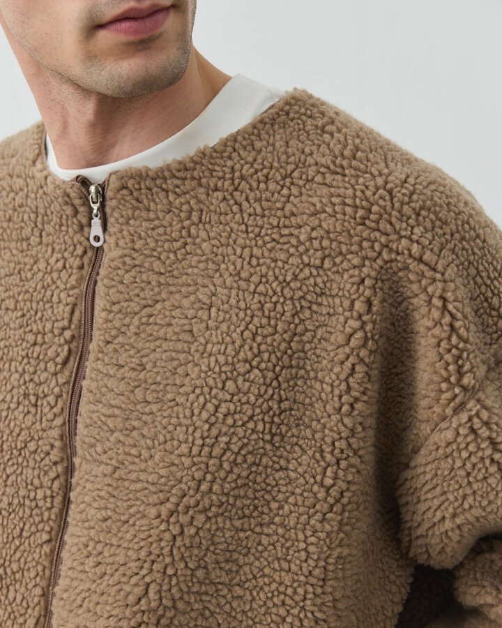Erkek Teddy Fermuarlı Cepli Ceket Camel · 6