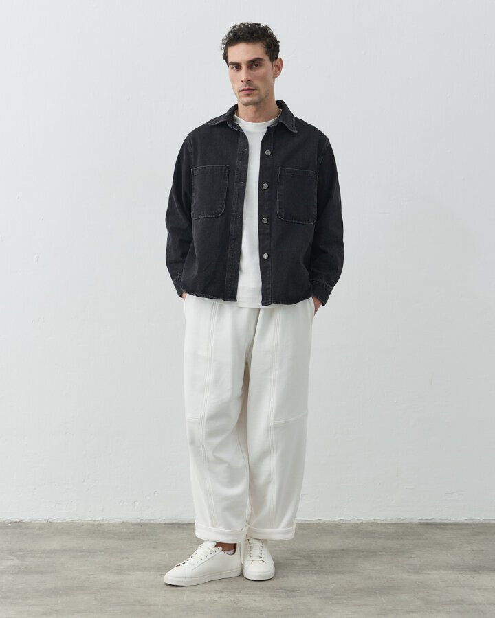 Erkek Unisex Çift Cepli Jean Ceket Füme - Aybikestil (1)