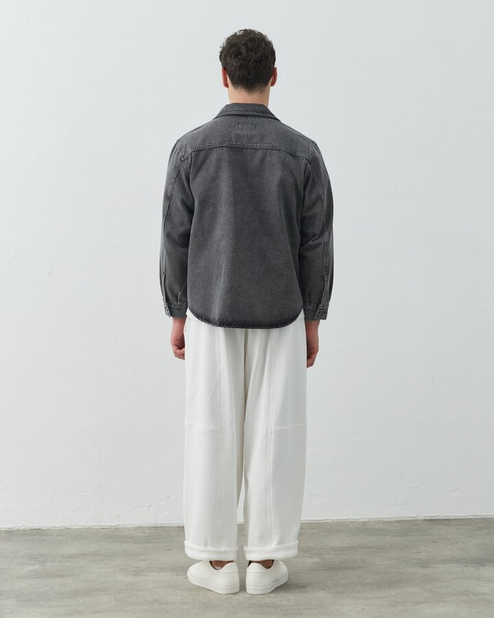 Erkek Unisex Çift Cepli Jean Ceket Gri · 8