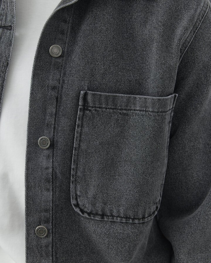 Erkek Unisex Çift Cepli Jean Ceket Gri · 6