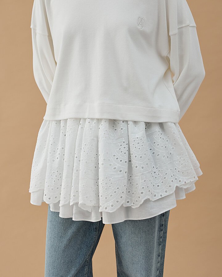 Fisto İki Kat İçlik Etek Ekru - Aybikestil (1)