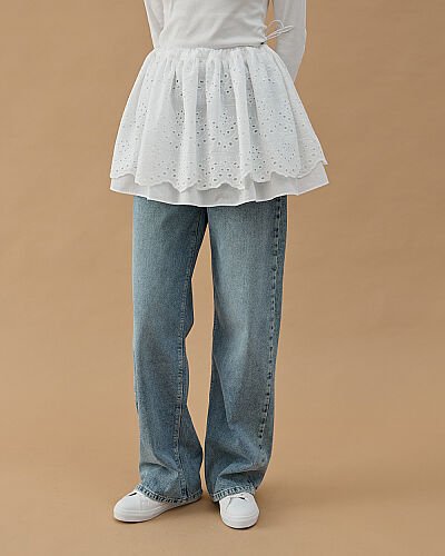 Fisto İki Kat İçlik Etek Ekru - Aybikestil (1)