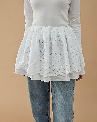 Fisto İki Kat İçlik Etek Ekru 