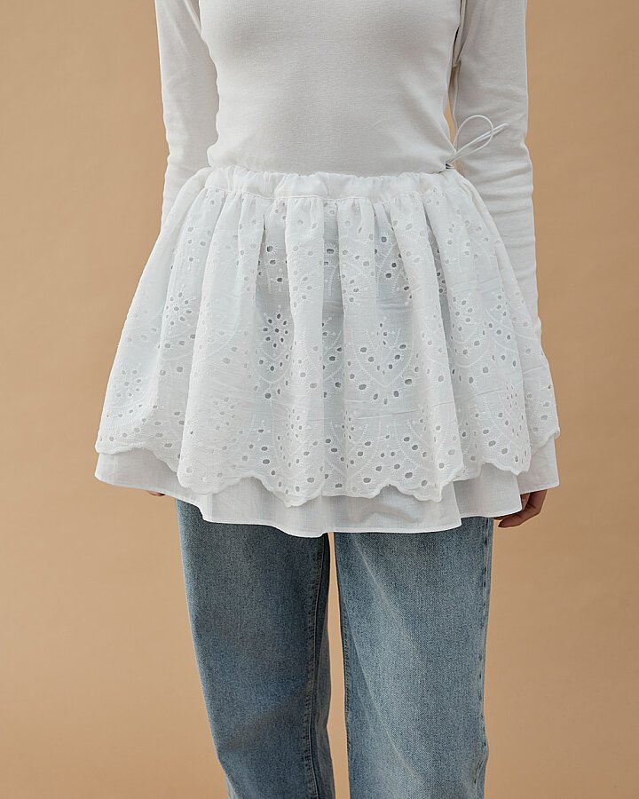 Fisto İki Kat İçlik Etek Ekru - Aybikestil