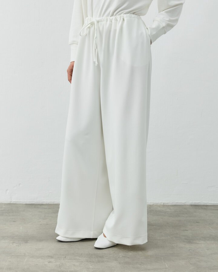 Fitilli Diagonal Wide Leg Pantolon Ekru - Aybikestil (1)