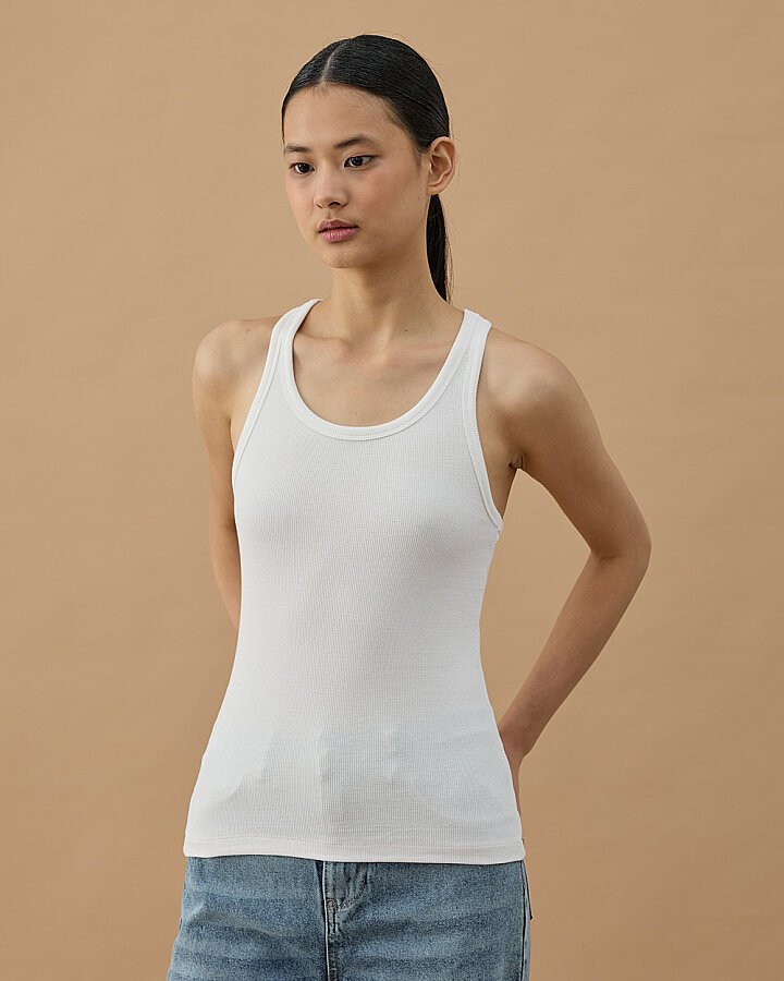 Fitilli Penye Kaşkorse Kalın Askılı Atlet Ekru - Aybikestil (1)