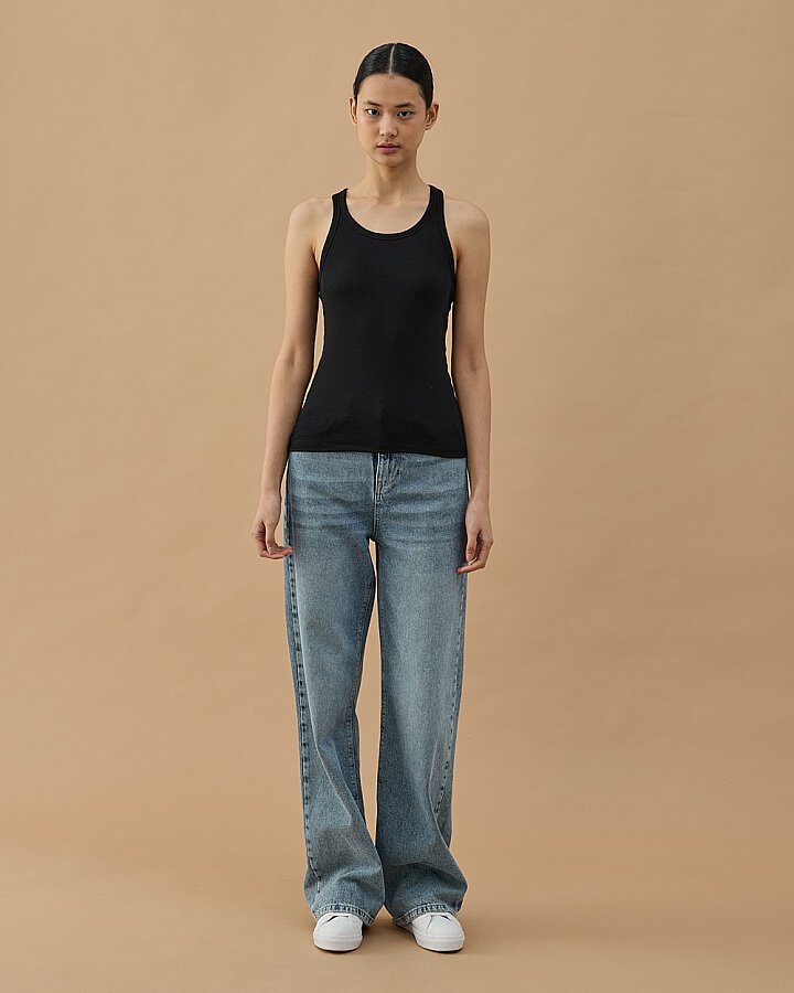 Fitilli Penye Kaşkorse Kalın Askılı Atlet Siyah - Aybikestil (1)