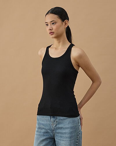 Fitilli Penye Kaşkorse Kalın Askılı Atlet Siyah - Aybikestil (1)