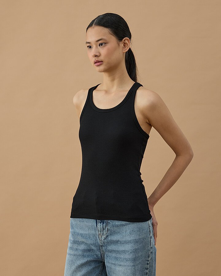 Fitilli Penye Kaşkorse Kalın Askılı Atlet Siyah - Aybikestil (1)