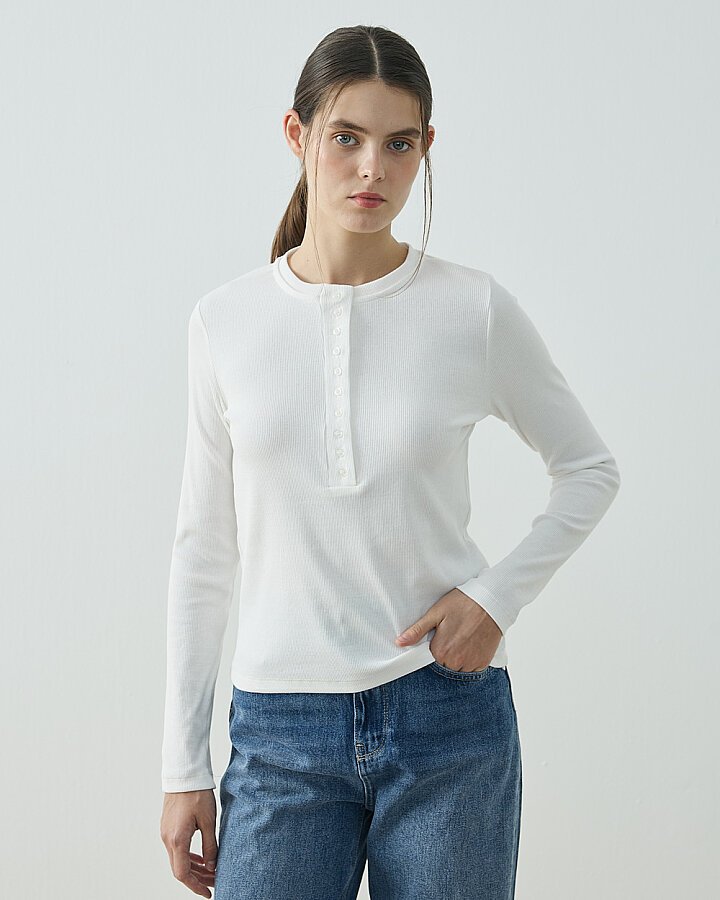 Fitilli Penye Kaşkorse Patlı Düğmeli Uzun Kollu Slim Fit Body Ekru - Aybikestil (1)