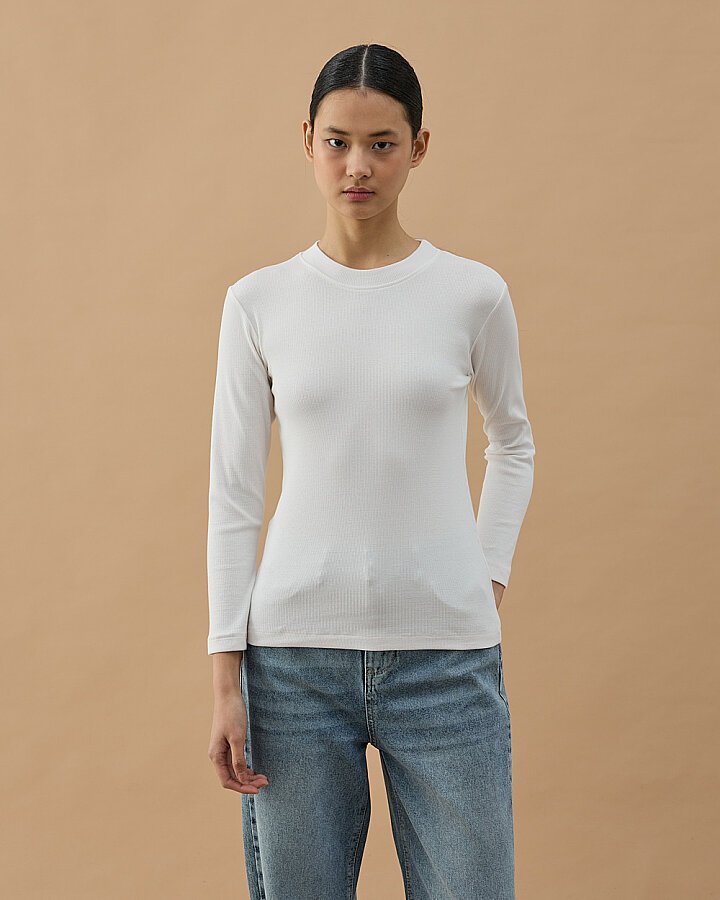 Fitilli Penye Kaşkorse Uzun Kollu Body Ekru - Aybikestil (1)