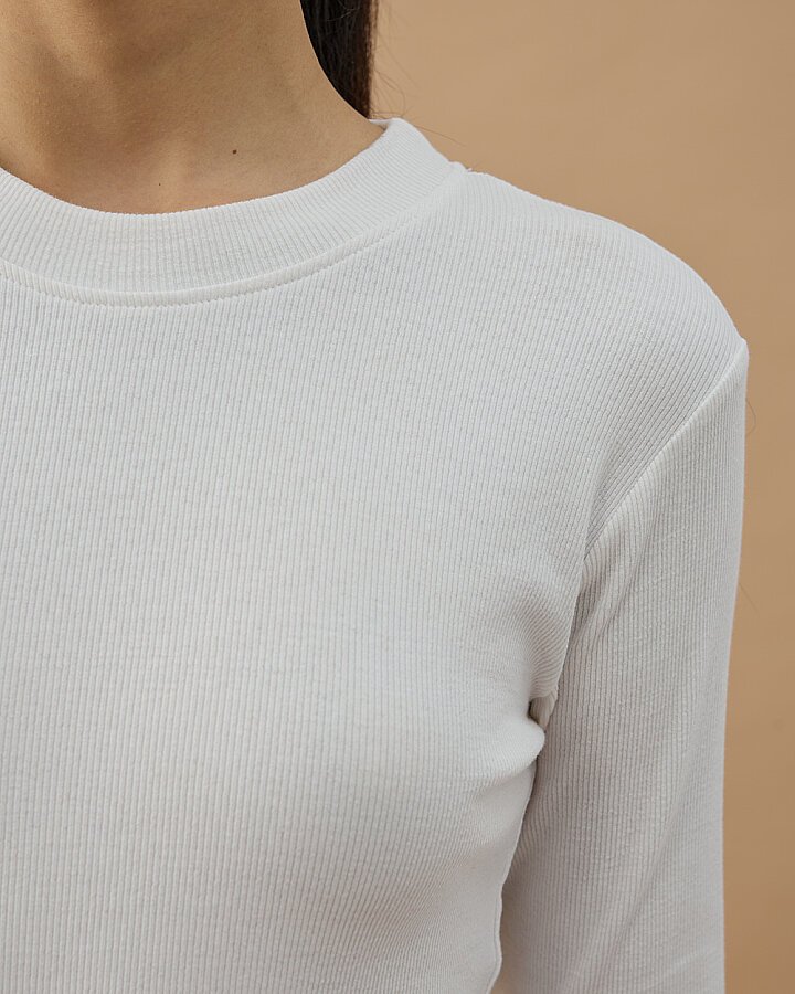 Fitilli Penye Kaşkorse Uzun Kollu Body Ekru - Aybikestil (1)