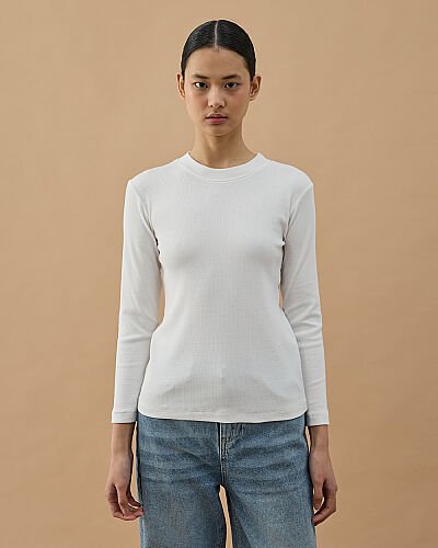 Fitilli Penye Kaşkorse Uzun Kollu Body Ekru - Aybikestil