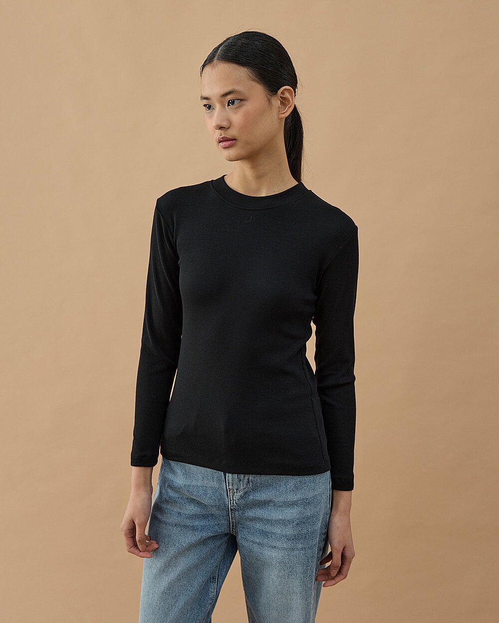 Fitilli Penye Kaşkorse Uzun Kollu Body Siyah - Aybikestil