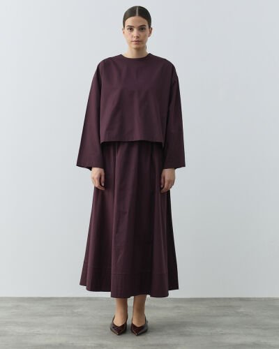 Gabardin Fırsat Etekli Takım Mürdüm 