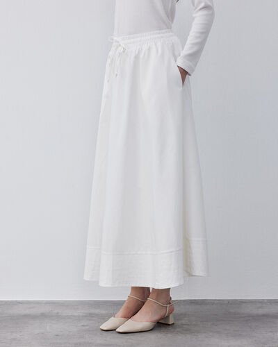 Gabardin Nervür Detaylı Cepli Font Etek Ekru 