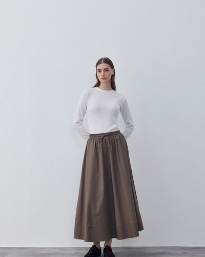 Gabardin Nervür Detaylı Cepli Font Etek Haki - Aybikestil (1)