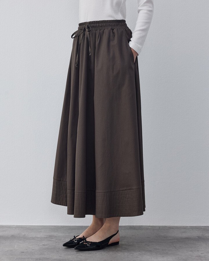 Gabardin Nervür Detaylı Cepli Font Etek Kahve - Aybikestil