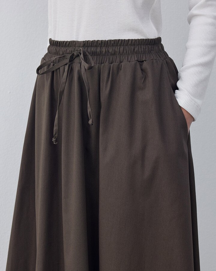 Gabardin Nervür Detaylı Cepli Font Etek Kahve - Aybikestil (1)