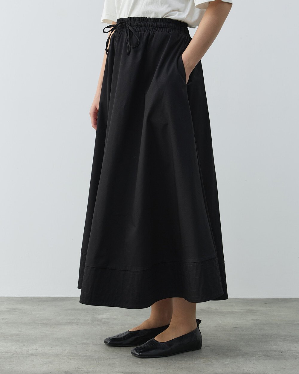 Gabardin Nervür Detaylı Cepli Font Etek Siyah - Aybikestil