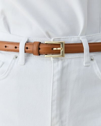 Gerçek Deri İnce Kemer Camel 