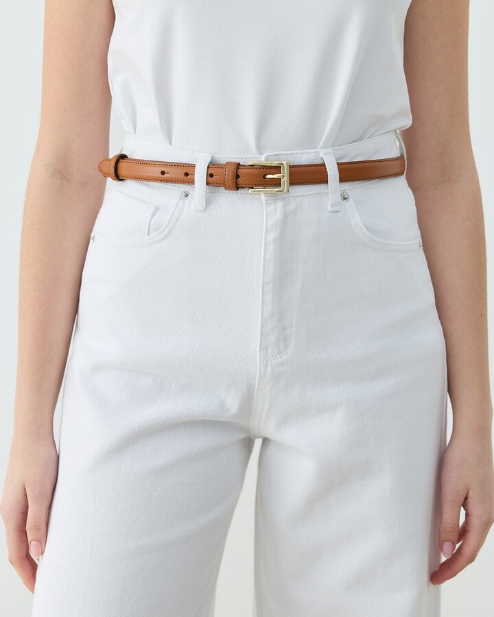 Gerçek Deri İnce Kemer Camel - Aybikestil (1)