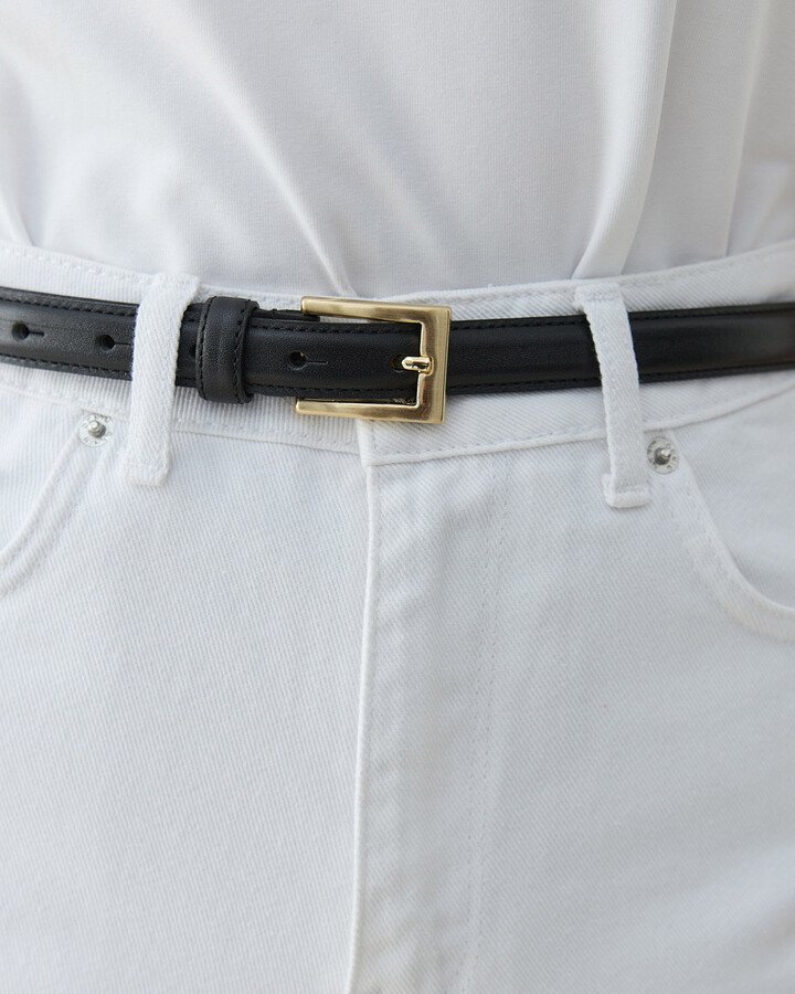 Gerçek Deri İnce Kemer Siyah