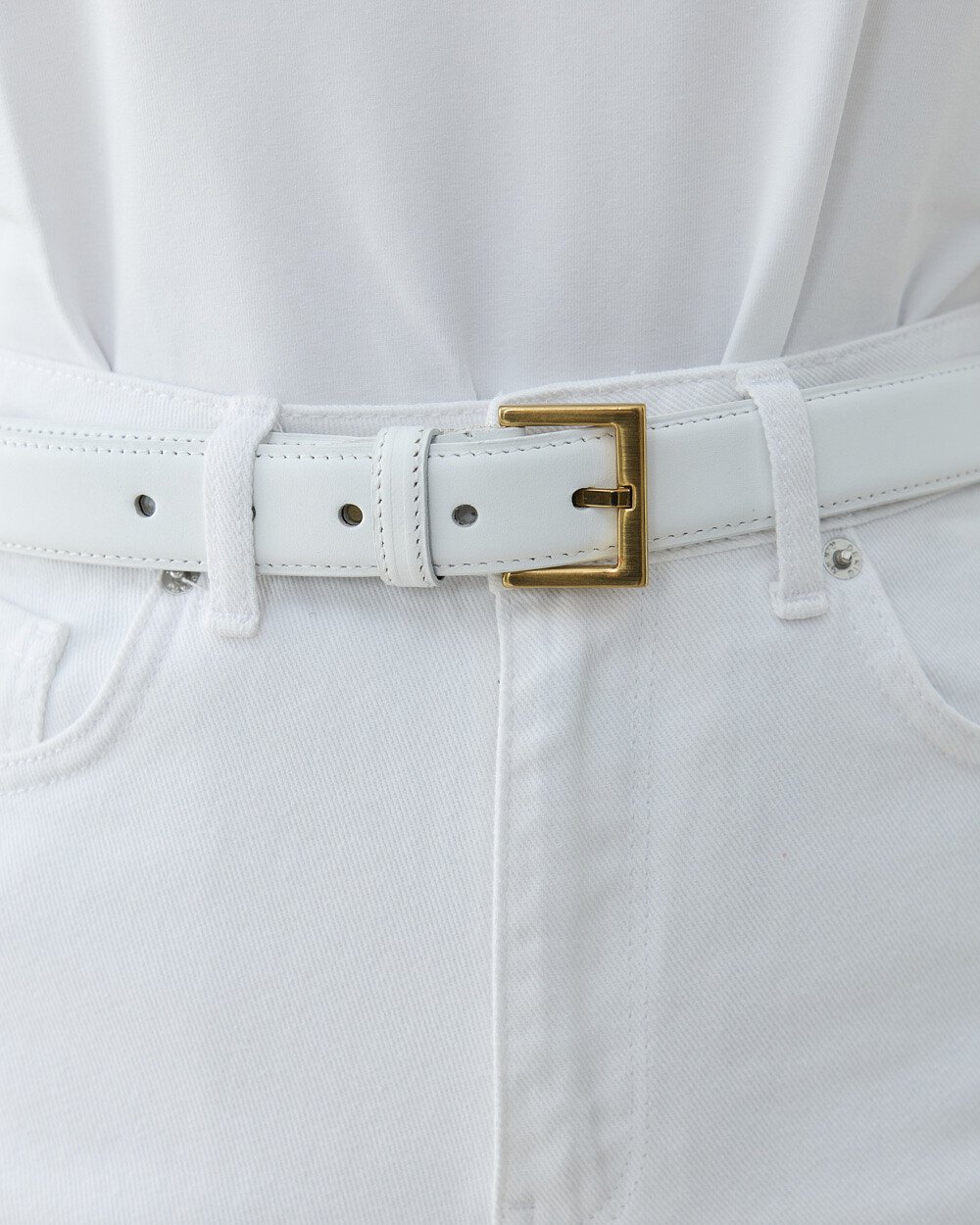 Gerçek Deri Kemer Beyaz - Aybikestil