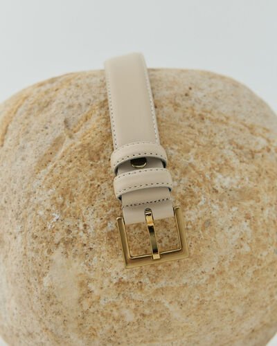 Gerçek Deri Kemer Krem - Aybikestil (1)