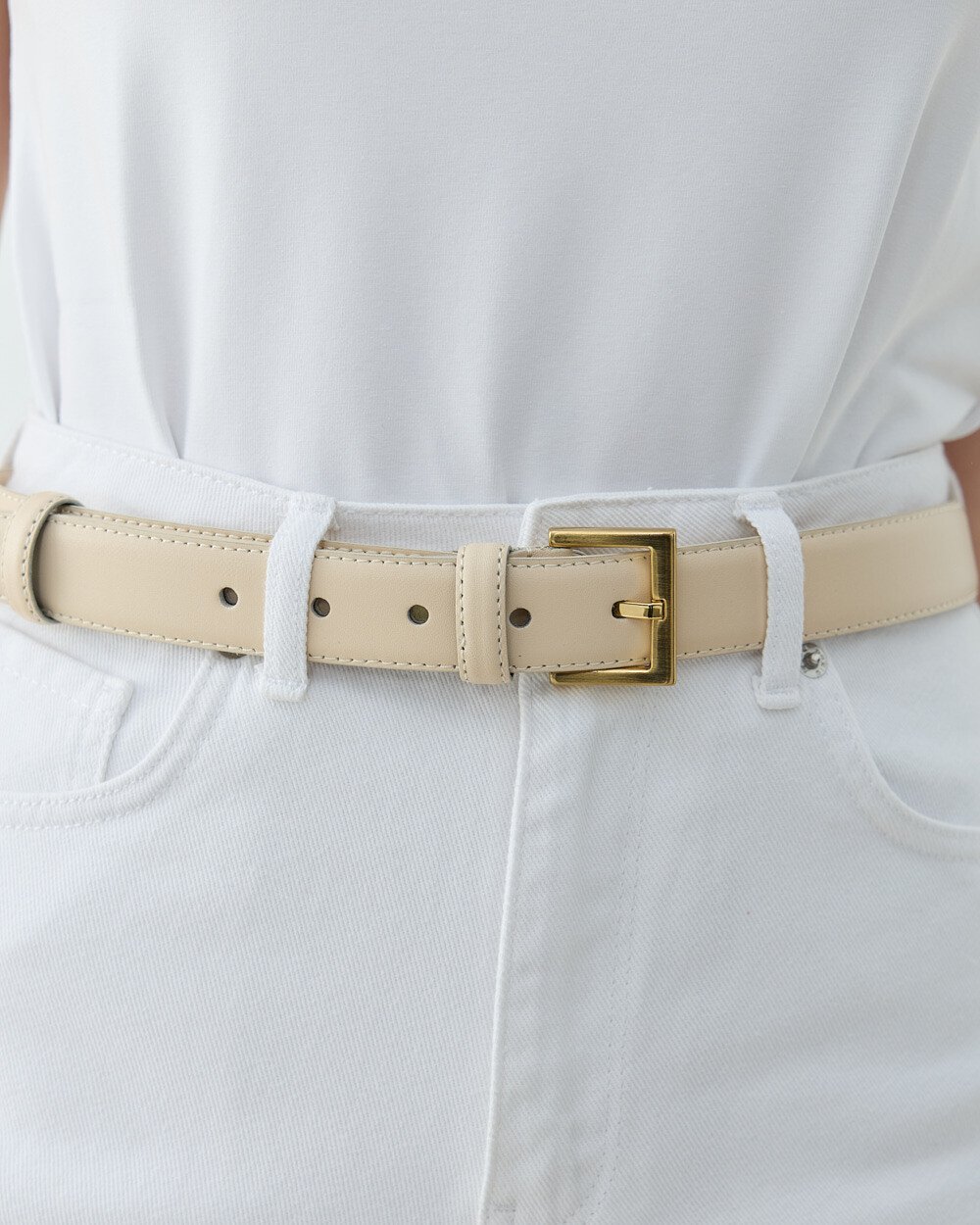 Gerçek Deri Kemer Krem - Aybikestil