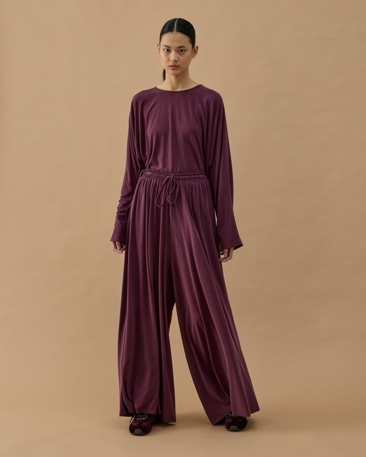 İnce Modal Soft Touch Pantolon Etek Mürdüm - Aybikestil (1)