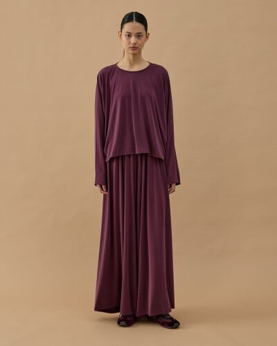 İnce Modal Soft Touch Arkası Uzun Bluz Mürdüm - Aybikestil (1)