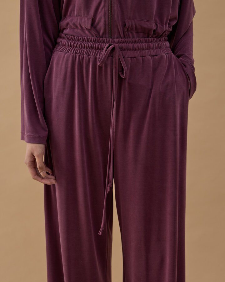 İnce Modal Soft Touch Straight Pantolon Mürdüm - Aybikestil (1)