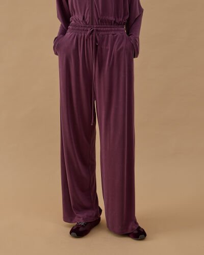 İnce Modal Soft Touch Straight Pantolon Mürdüm 