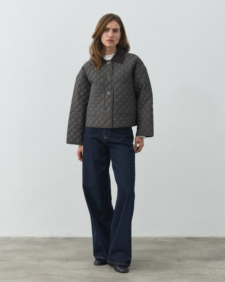 Kapitone Crush Cepli Kısa Mont Antrasit - Aybikestil (1)