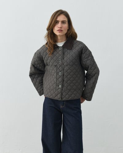 Kapitone Crush Cepli Kısa Mont Antrasit - Aybikestil (1)