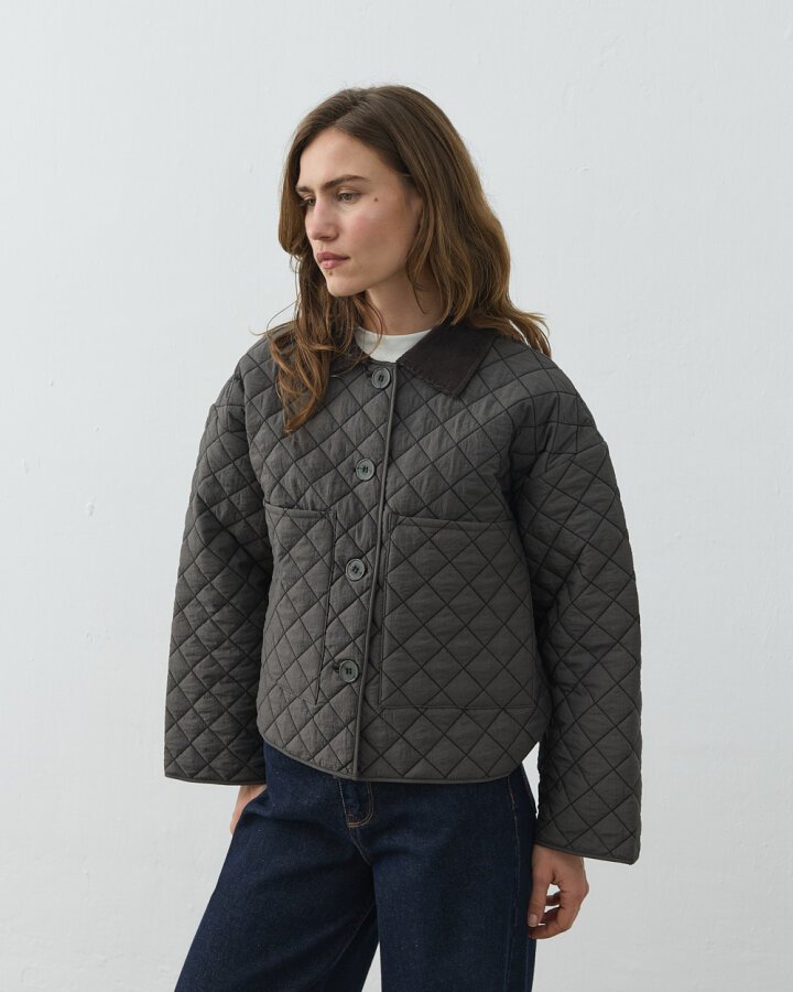 Kapitone Crush Cepli Kısa Mont Antrasit - Aybikestil