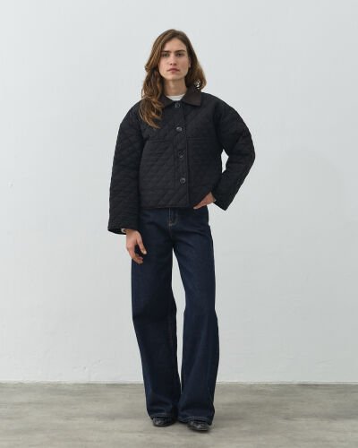 Kapitone Crush Cepli Kısa Mont Siyah - Aybikestil (1)