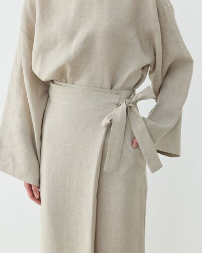 Keten Bağlamalı Kalem Etek Natural - Aybikestil (1)