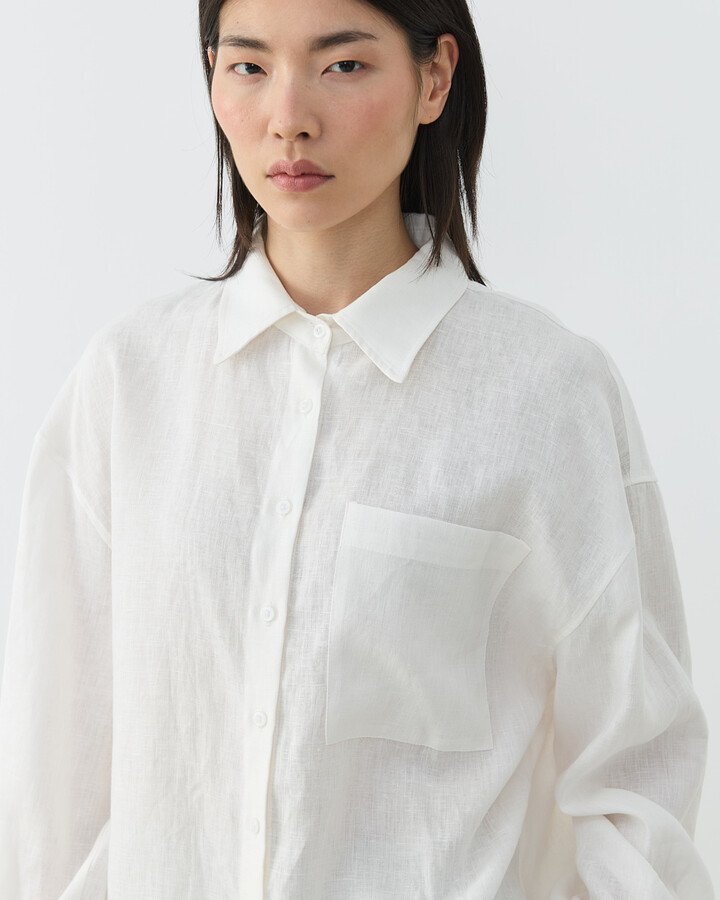 Keten Basic Must Gömlek Beyaz - Aybikestil (1)