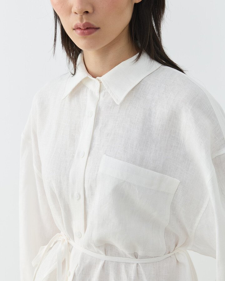 Keten Basic Must Gömlek Beyaz - Aybikestil (1)