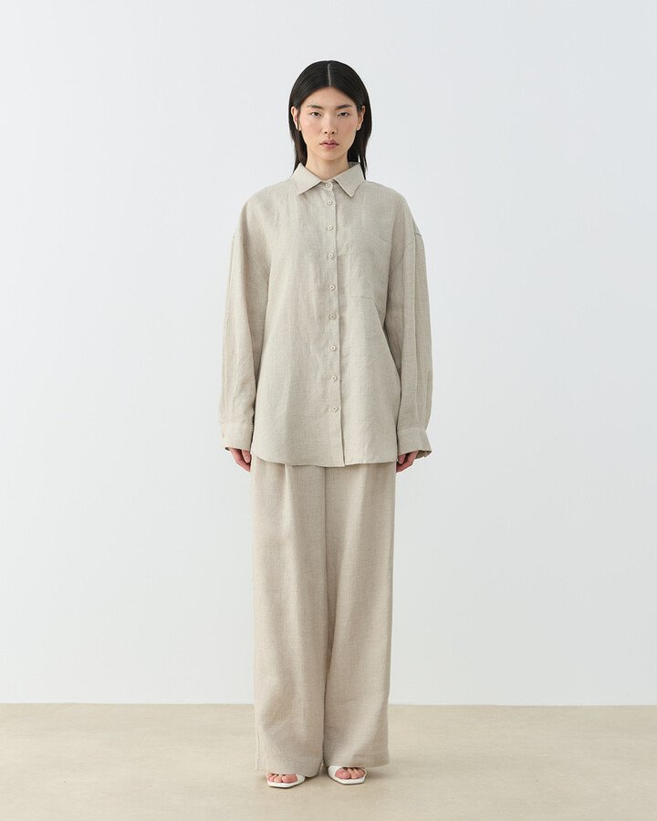 Keten Basic Must Gömlek Natural - Aybikestil (1)