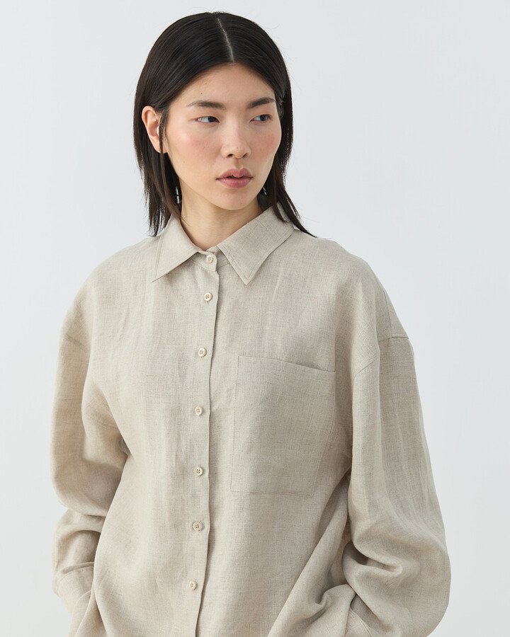 Keten Basic Must Gömlek Natural - Aybikestil (1)