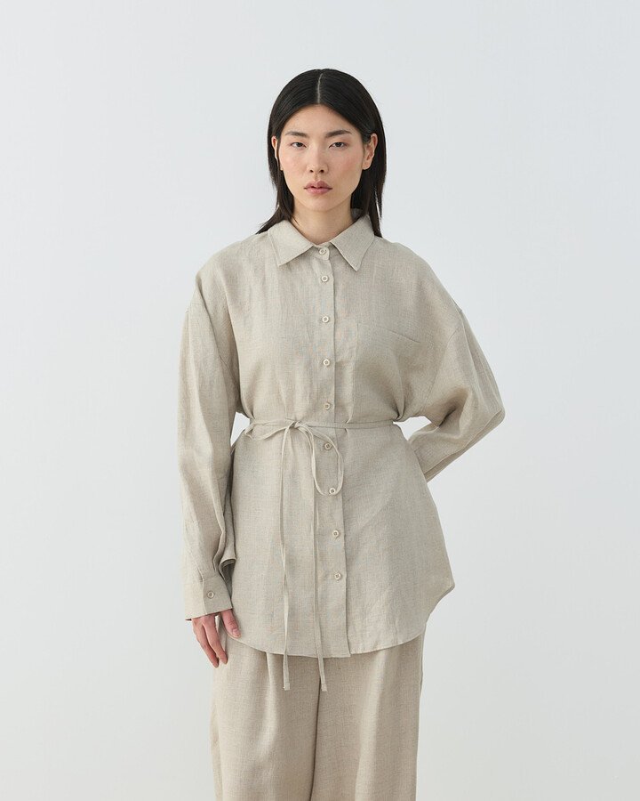 Keten Basic Must Gömlek Natural - Aybikestil (1)