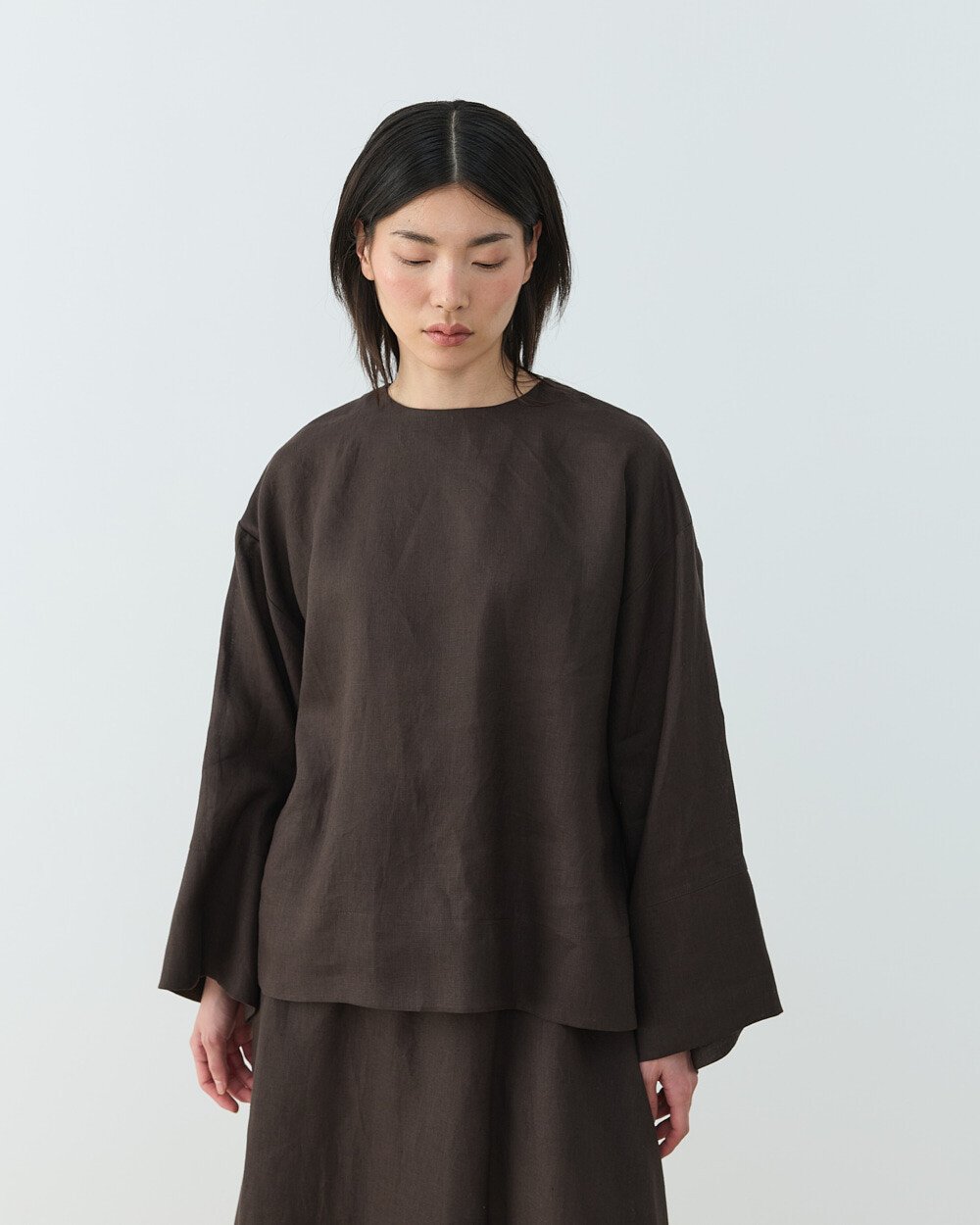 Keten Kimono Bluz Acı Kahve - Aybikestil