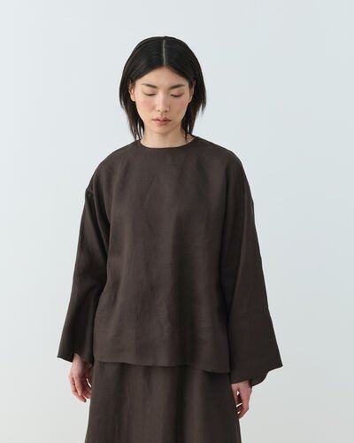 Keten Kimono Bluz Acı Kahve 